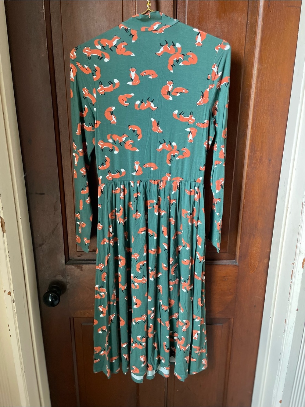 ModCloth women’s small long sleeve green dress with fox - Picture 5 of 6